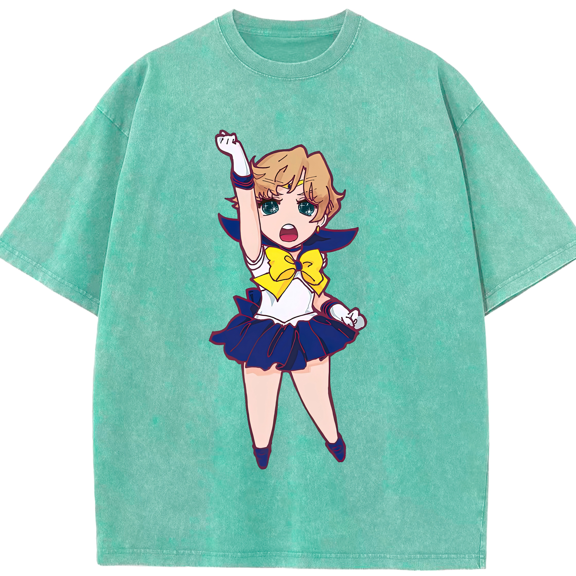 （画像用） 美少女戦士セーラームーン 天王はるか Sailor Moon Tenoh Haruka 綿100% ヴィンテージ風 半袖Tシャツ（フロントプリント）